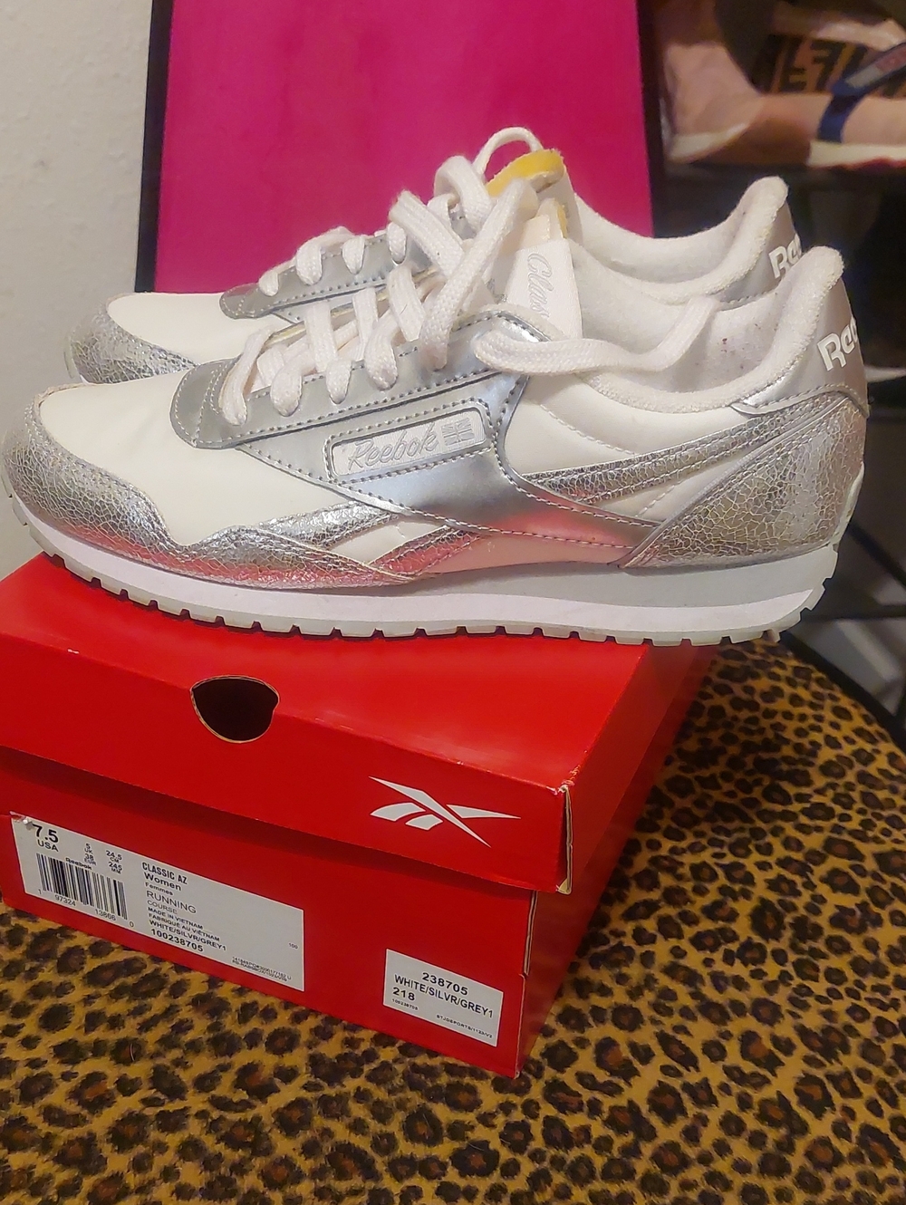 Reebok Women's White and Silver Retro Sneakers
